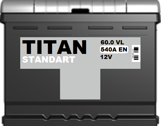 Аккумулятор 60Ah TITAN STANDART 60.0 VL R обратный 540A 242x175x190 L2, 24 мес