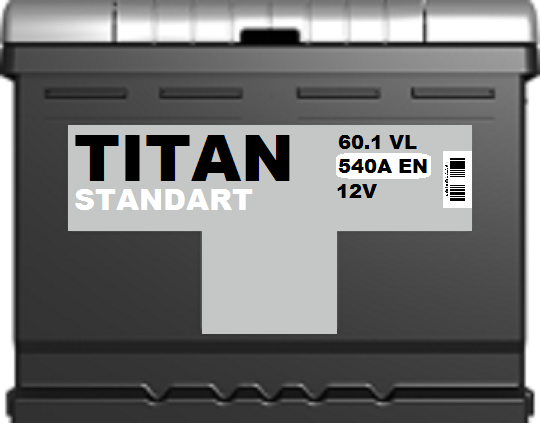Аккумулятор 60Ah TITAN STANDART 60.1 VL R прямой 540A 242x175x190 L2
