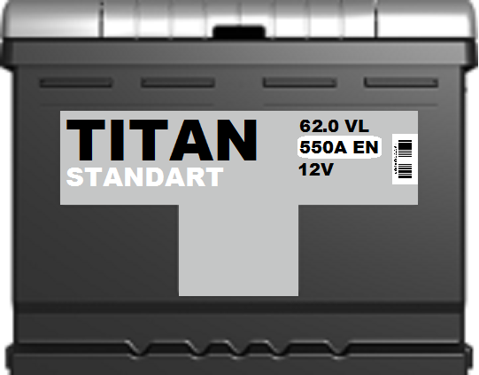 Аккумулятор 62Ah TITAN STANDART 62.0 VL R обратный 550A 242x175x190 L2